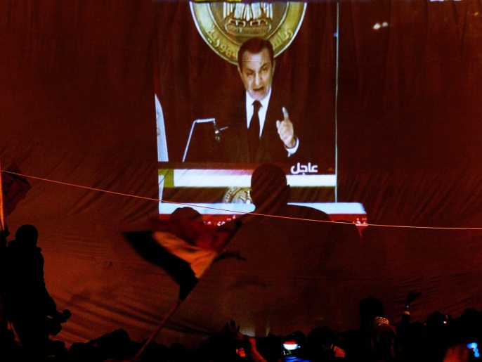 في أول فبراير 2011 قال مبارك إنه لن يترشح لولاية رئاسية جديدة (غيتي إيميجز-أرشيف)