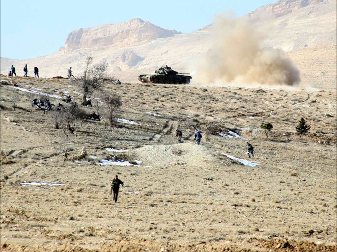 Forces loyal to Syria's President Bashar al-Assad are seen in the Qalamoun mountains north of Damascus, in this handout photograph distributed by Syria's national news agency SANA on December 27, 2013. Syria's army ambushed