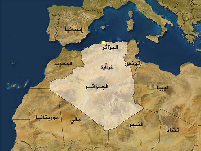 خارطة الجزائر موضح عليها مدينة - غرداية