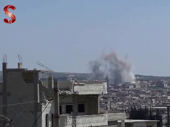 سوريا مباشر - خان شيخون - قصف بالطيران الحربي على المدينة 22 3 2014