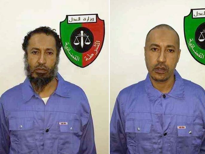 A combo of photos released by the Libyan Prison Authority on March 6, 2014, shows one of the sons of the late dictator Moamer Kadhafi, Saadi Kadhafi, before and after having his head and beard shaved following his extradition from Niger toa jail in the Libyan capital Tripoli. Niger turned over the son of the late dictator to Libyan authorities overnight Tripoli said, as a government-allied militia- released pictures of him in captivity. AFP PHOTO /HO/LIBYAN PRISON AUTHORITY == RESTRICTED TO EDITORIAL USE - MANDATORY CREDIT "AFP PHOTO / HO / LIBYAN PRISON AUTHORITY " - NO MARKETING NO ADVERTISING CAMPAIGNS - DISTRIBUTED AS A SERVICE TO CLIENTS ===