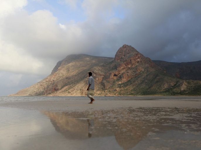 A local guide walks on the approach to Ditwa lagoon and beach near the port of Qalensiya, the second biggest town on Yemen's Socotra island November 21, 2013. REUTERS/Mohamed al-Sayaghi