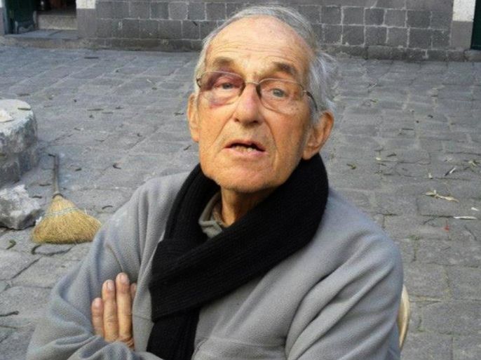 In this photo taken on March 28, 2014 and released by a neutral activist youth group, About our Neighborhood Hamidiyeh Simply, which has been authenticated based on its contents and other AP reporting, shows Dutch Father Francis Van Der Lugt, 72, in Homs, Syria. A masked gunman opened fire on Van Der Lugt, a well-known elderly Dutch priest, in the central Syrian city of Homs on Monday, killing him instantly, a fellow priest and an activist group said. (AP Photo/About our Neighborhood Hamidiyeh Simply)