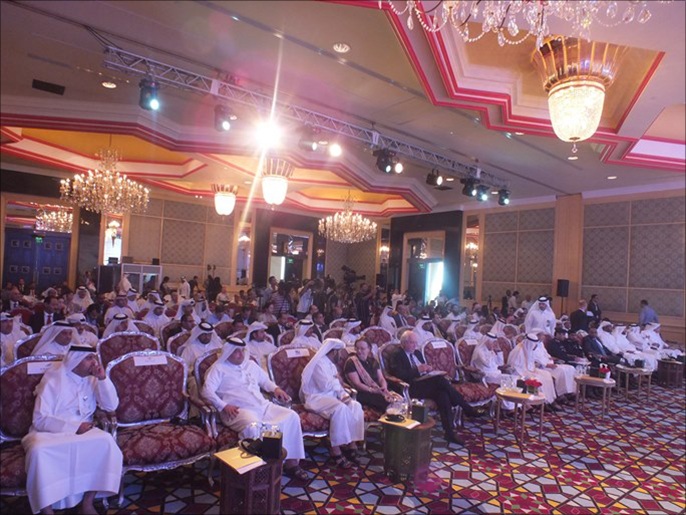 جانب من الجلسة الافتتاحية لمؤتمر حماية حقوق العمال بقطر (الجزيرة نت)