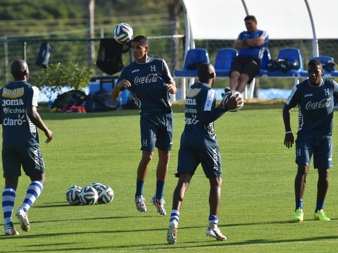 Honduras' players take part in a training session in Porto Feliz, Brazil on June 16, 2014, during the 2014 FIFA Football World Cup tournament. AFP PHOTO / Rodrigo ARANGUA