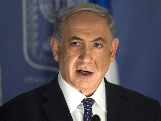 Israel's Prime Minister Benjamin Netanyahu speaks during a joint news conference with Germany's Foreign Minister Frank-Walter Steinmeier (not pictured) in Tel Aviv July 15, 2014. Israel sees in the Egyptian-proposed Gaza truce an opportunity to strip the Palestinian enclave of rockets but is prepared to redouble military action there if the cross-border launches persist, Netanyahu said on Tuesday. REUTERS/Dan Balilty/Pool (ISRAEL - Tags: POLITICS CIVIL UNREST)