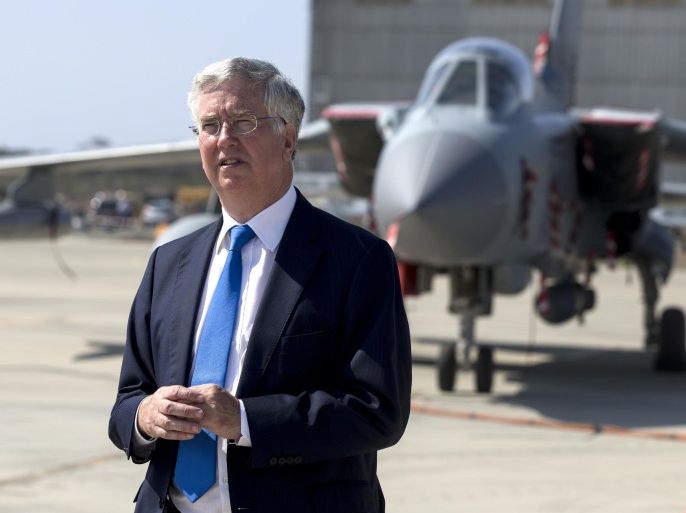 Britain's Secretary of State The Right Honourable Michael Fallon meets with British Forces personnel at RAF Akrotiri in Cyprus, Saturday Aug.16, 2014, who have been supporting the humanitarian mission in Iraq. The European Union on Friday forged a unified response to the rapid advance of Islamic militants in Iraq and the resulting refugee crisis, allowing direct arms deliveries to Kurdish fighters battling the Sunni insurgents, and several EU nations pledged more humanitarian aid.(AP Photo / RAF Crown Copyright) EDITORIAL USE ONLY