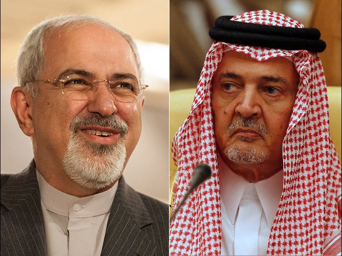 كومبو يجمع بين وزير الخارجية الإيراني محمد جواد ظريف ونظيره السعودي سعود الفيصل