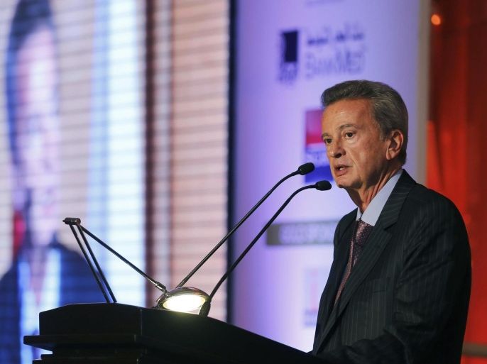 Lebanon's Central Bank Governor Riad Salameh speaks during ACI Lebanon Golden Jubilee Grand Celebration, in Beirut September 1, 2014. Lebanon's economy is expected to grow 1.5 to 2 percent and inflation is not expected to exceed 4 percent in the year 2014, despite the fall-out from the war in neighbouring Syria, Salameh said on Monday. REUTERS/Mohamed Azakir (LEBANON - Tags: BUSINESS)
