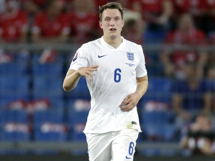 Phil Jones of England during the EURO 2016 qualifying match between Switzerland and England on September 8, 2014 at the St Jakob-park in Basel, Switzerland.