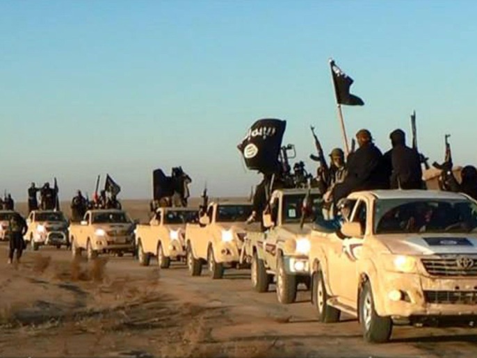 قافلة لمسلحي تنظيم الدولة ينتشرون في محافظة الأنبار (غربي بغداد) مطلع 2014 (أسوشيتد برس)
