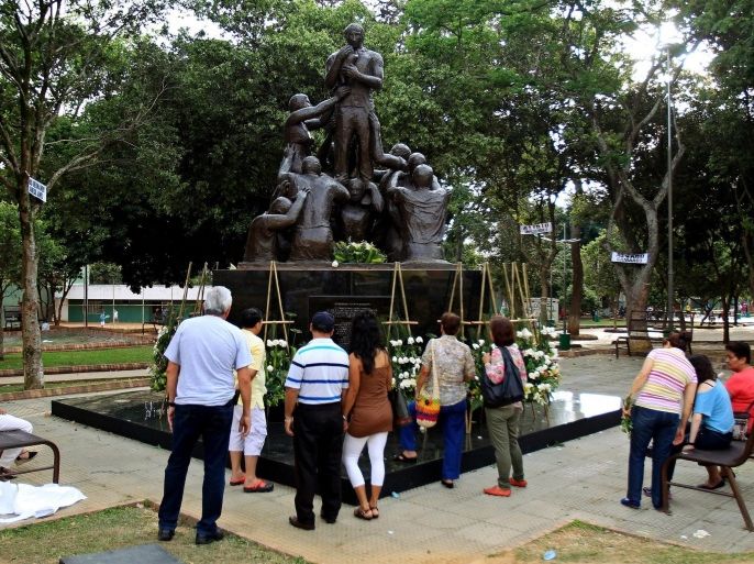 A view of a monument which was provided by the Colombian State, at the Children's Park in the city of Bucaramanga, Colombia, 20 September 2013, in the memory of the 19 businessmen who were kidnapped and murdered on, 06 October 1987 by members of a paramilitary group.