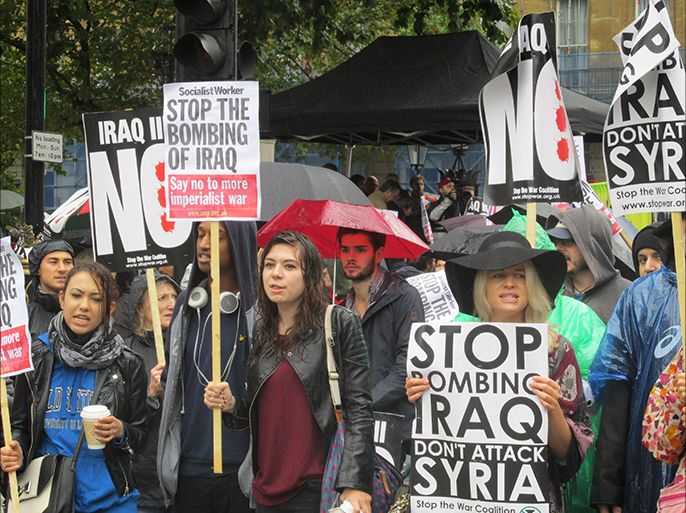 مظاهرة أوقفوا الحرب ضد التدخل العسكري بالعراق