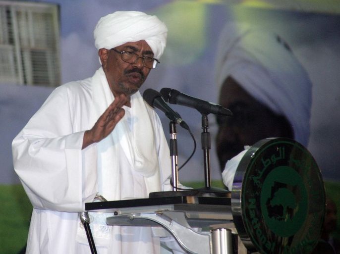 KHARTOUM, SUDAN - OCTOBER 25: Sudanese President Omar al-Bashir speaks during the fourth General Conference of the ruling National Congress Party in Khartoum on October 25, 2014.