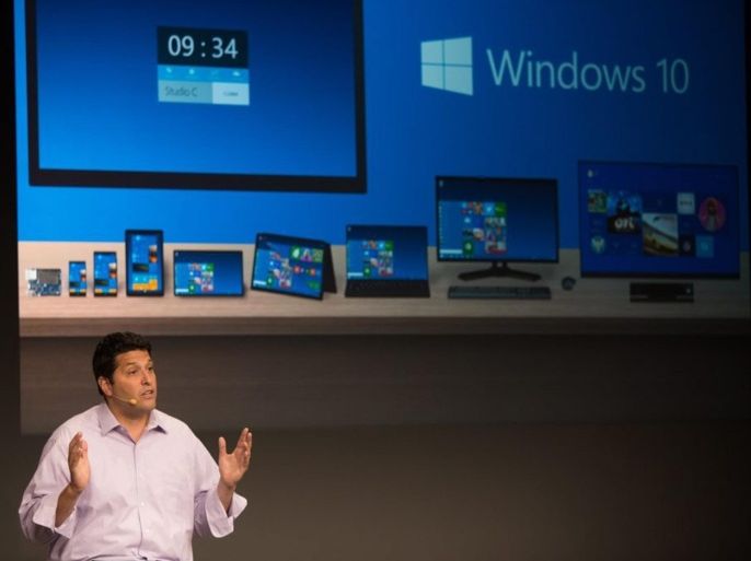 Terry Myerson, executive vice president, Operating Systems Group, introduces Windows 10 and explains how it will deliver one experience to a range of devices, from PC to phone to Xbox during a preview event in San Francisco, California, USA, 30 September 2014. EPA/MICROSOFT / HANDOUT EDITORIAL USE ONLY, NO SALES