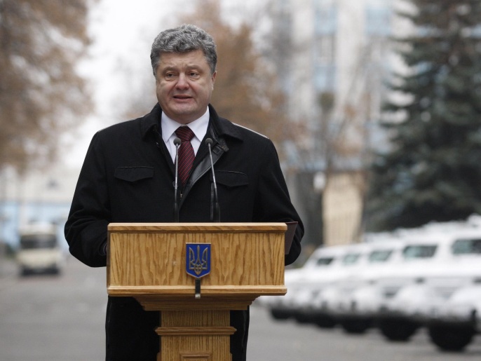 الرئيس الأوكراني أكد لشعبه أن بلادهقادرة على التصدي للانفصاليين (غيتي)