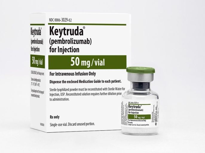 This undated product image provided by Merck & Co., Inc. shows packaging for its Keytruda cancer drug. The Food and Drug Administration on Thursday, Sept. 4, 2014 said it has granted accelerated approval to Keytruda, for treating melanoma that's spread or can't be surgically removed, in patients previously treated with another drug. (AP Photo/Merck & Co., Inc.)