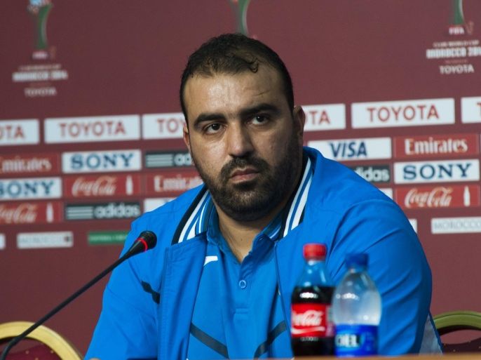 MARRAKECH, MOROCCO - DECEMBER 16: ES Setif head coach Kheireddine Madoui attends a press conference at the Marrakech Stadium on December 16, 2014 in Marrakech, Morocco. ES Setif will face WS Wanderers FC in the 2014 FIFA Club World Cup fifth place soccer match on December 17, 2014.
