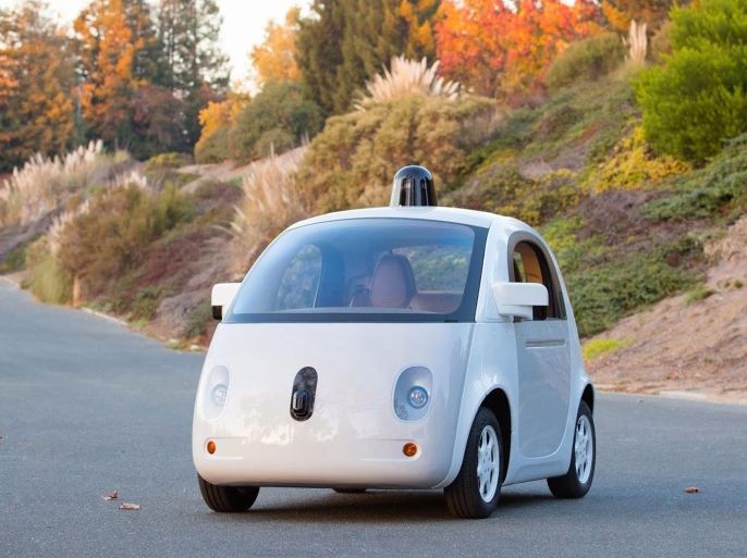 An undated handout picture released by Google on 23 December 2014 shows an apparently fully functioning prototype of a self-driving car taking a spin on the Google test track in Northern California, USA. Google unveiled its first 'fully functional' self-driving car on 22 December 2014, the company said. 'Today we're unwrapping the best holiday gift we could've imagined: the first real build of our self-driving vehicle prototype,' the statement on the company's Google Plus social media site said. Google announced in May 2014 it would develop its own self-driving vehicles, which would use an array of sensors and computers to navigate streets without a driver at the controls. EPA/GOOGLE/HANDOUT
