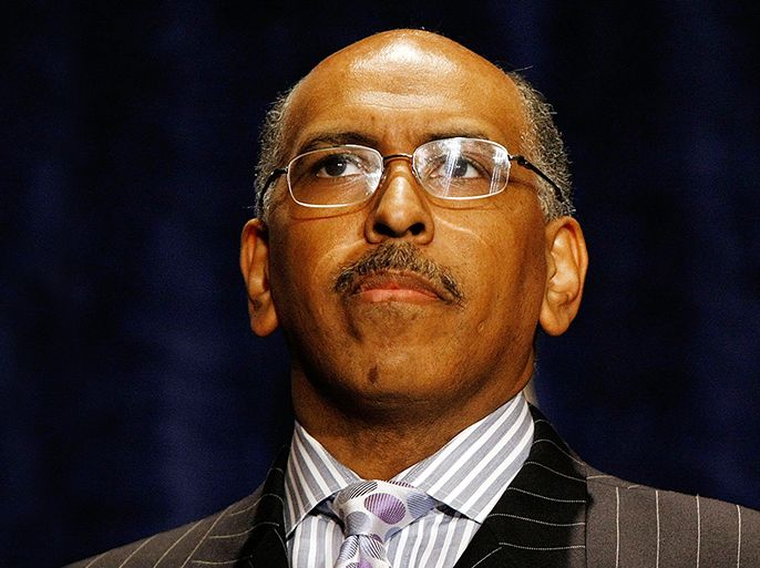 NATIONAL HARBOR, MD - MAY 20: Embattled Republican National Committee Chairman Michael Steele presides over a meeting of state party chairmen May 20, 2009 in Baltimore, Maryland. Steele urged Republicans to stand firm on conservative economic principles in an attempt to chart a course to bring the GOP back to relevancy after losing in 2008 control of both Congress and the White House for the first time in 15 years. (Photo by Chip Somodevilla/Getty Images) *** Local Caption *** Michael Steele