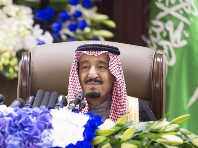 In this image released by Saudi Press Agency, SPA, Saudi Arabia's Crown Prince Salman bin Abdulaziz Al Saud delivers a speech to consultative Shura Council in Riyadh, Saudi Arabia, Tuesday, Jan. 6, 2015. Crown Prince Salman delivered an annual televised speech on Tuesday that has traditionally been given by the 90-year-old King Abdullah, who is in the hospital after being diagnosed with pneumonia over the weekend.(AP Photo/Saudi Press Agency)