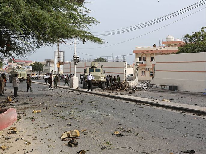 انفجار يستدف فندق إيس واي إيل القريب من المقر الرئاسي بمقديشو 22 يناير 2015 (الجزيرة نت).