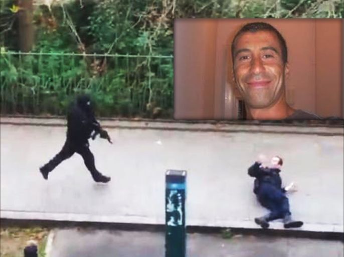 الشرطي المسلم احمد المرابط لحظة قتله بعد الهجوم على صحيفة شارلي ايبدو- فرنسا