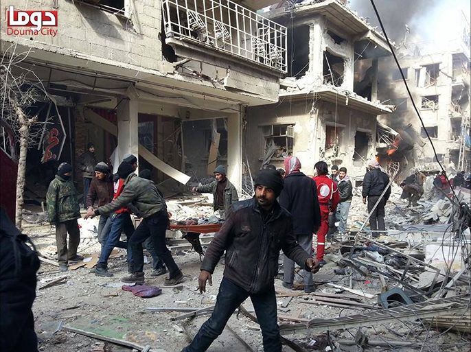الدمار جراء الغارات الجوية على مدينة دوما بريف دمشق الشرقي
