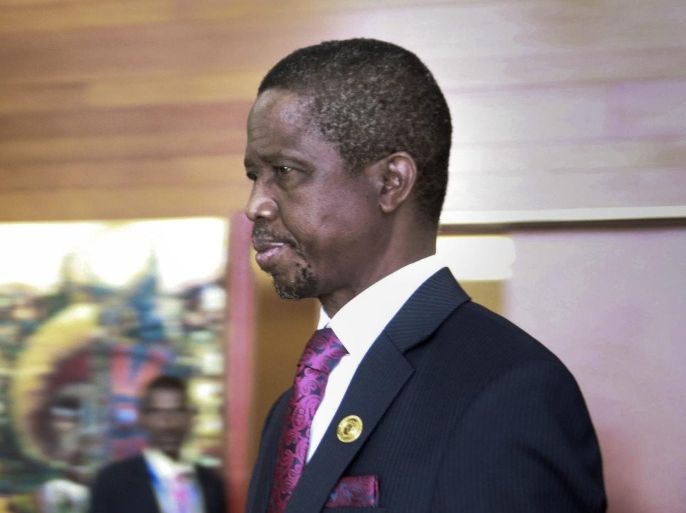 President of Zambia Edgar Lungu arrives for the Closing Ceremony at the 24th Ordinary Session of the African Union Summit, Addis Ababa, Ethiopia, 31 January 2015. The fight against Boko Haram topped the agenda of a two-day AU summit which was opening officially on 30 January.