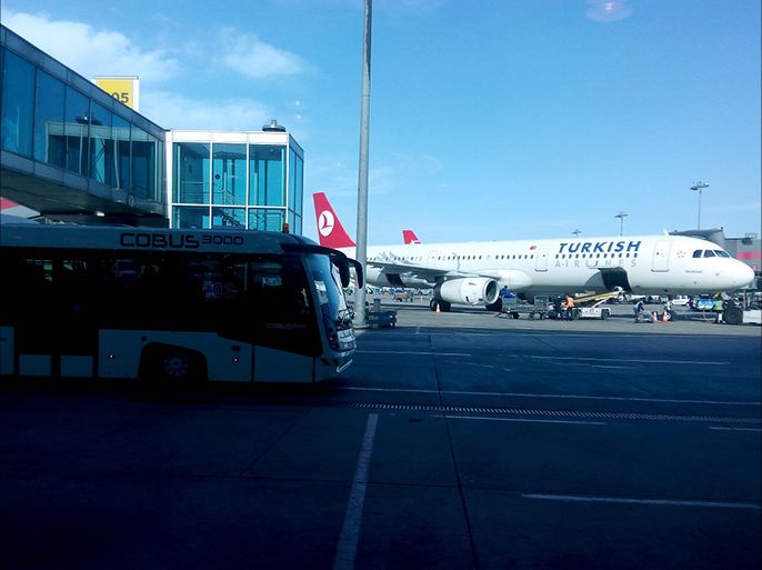 الطيران التركي في مطار أتاتورك الدولي بإسطنبول حيث يصل أغلب الزوار إلى تركيا