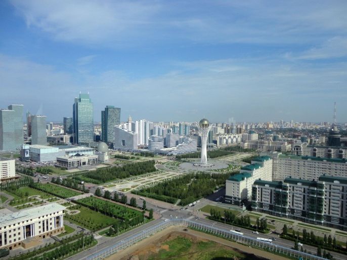 ASTANA, KAZAKHSTAN, AUGUST 10: A view of the left bank from a high- rise of the capital city on Aug. 10, 2013, in Astana, Kazakhstan. The city, has been built rapidly since the capital was moved here from Almaty in 1998.