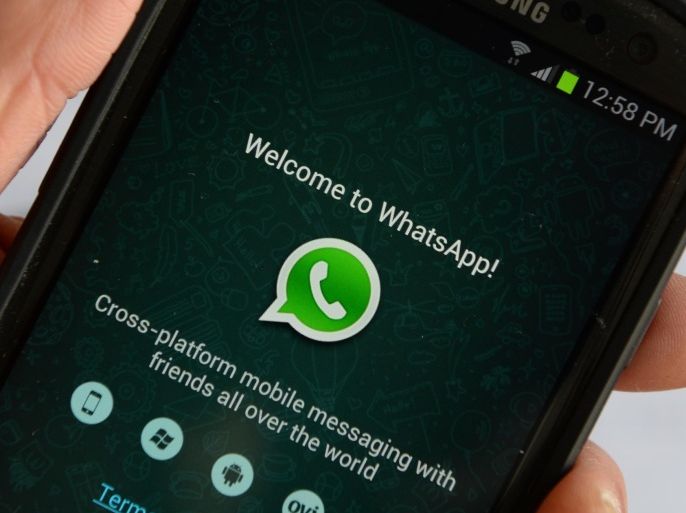 Logo of WhatsApp, the popular messaging service bought by Facebook for USD $19 billion, seen on a smartphone February 20, 2014 in New York. Facebook's deal for the red-hot mobile messaging service WhatsApp is a savvy strategic move for the world's biggest social network, even if the price tag is staggeringly high, analysts say. AFP PHOTO/Stan HONDA