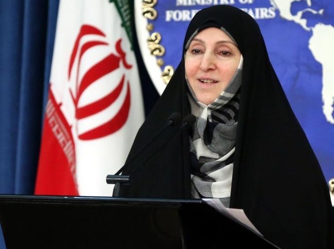 TEHRAN, IRAN - MARCH 18: Iranian Foreign Ministry spokesperson Marzia Afham answers media questions during a press conference in Tehran, Iran on March 18, 2015.