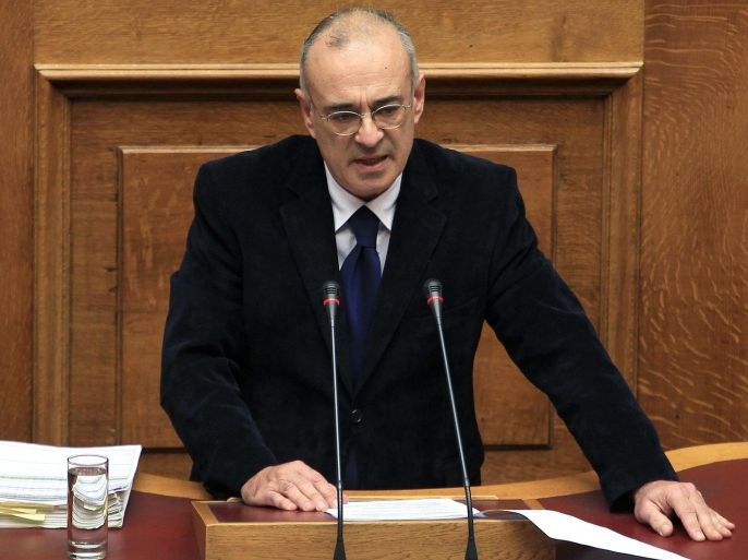 Greek Deputy Finance Minister Dimitris Mardas delivers a speech during the policy statements of the new Greek government at the parliament in Athens, Greece, 09 February 2015. The debate will be concluded late on 10 February with deputies being asked to give a vote of confidence to the government of Greek Prime Minister Alexis Tsipras.