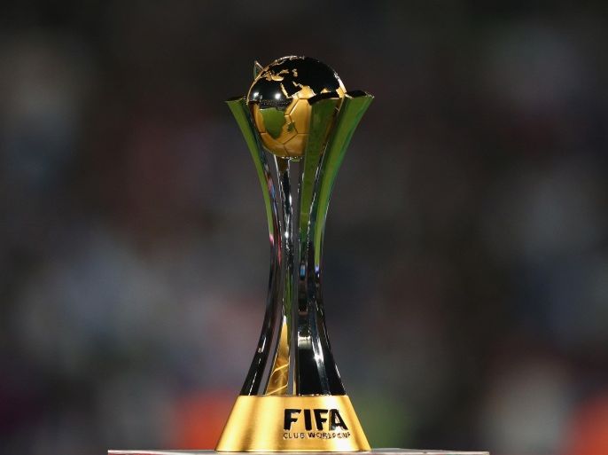 MARRAKECH, MOROCCO - DECEMBER 20: The FIFA Club World Cup trophy is seen during the FIFA Club World Cup Final between Real Madrid and San Lorenzo at Marrakech Stadium on December 20, 2014 in Marrakech, Morocco.