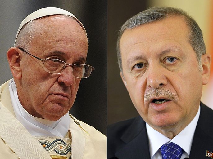 كومبو يضم رجب طيب أردوغان والبابا فرانسيسكو
