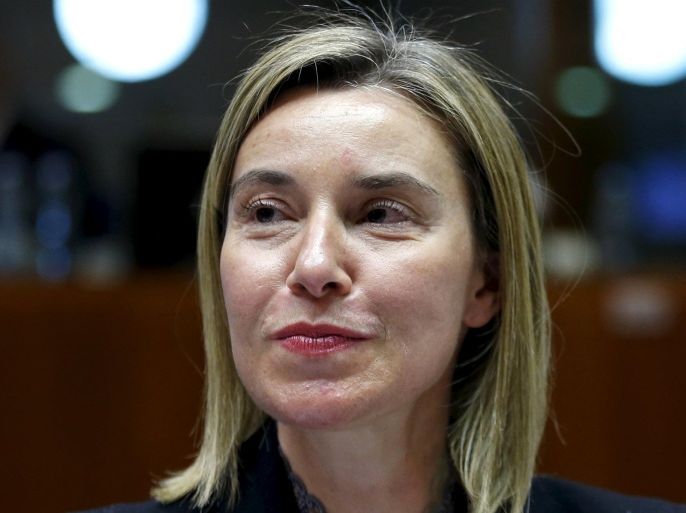 European Union foreign policy chief Federica Mogherini attends a meeting of European Union foreign and defence ministers at the EU Council in Brussels, Belgium, May 18, 2015. The EU's foreign policy chief pushed on Monday for a naval mission in the Mediterranean to target Libyans smuggling people to Europe, saying that an EU agreement would hasten the U.N. mandate that the plan needs to succeed. REUTERS/Francois Lenoir