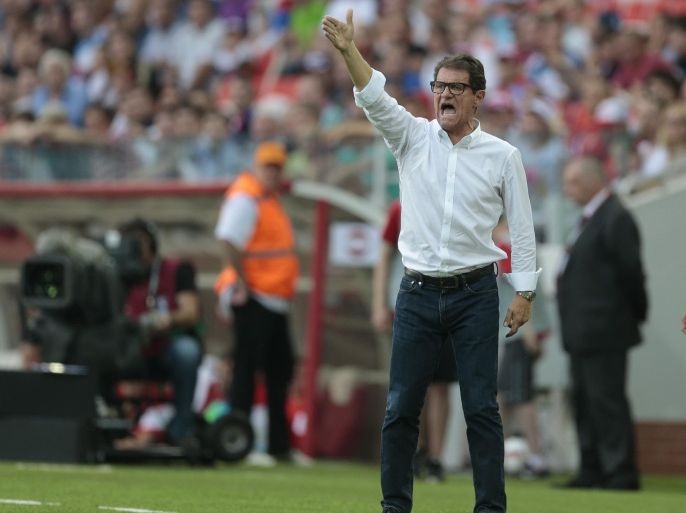 Russia’s team coach Fabio Capello, gestures during the Euro 2016 qualifying soccer match between Russia and Austria, in Moscow, Russia, on Sunday, June 14, 2015. (AP Photo/Ivan Sekretarev)