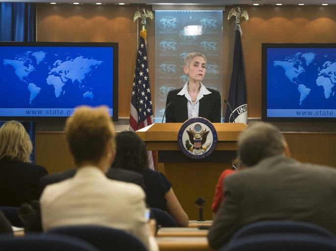 Ambassador Tina Kaidanow, the US State Department's Coordinator for Counterterrorism, discusses 'Country Reports on Terrorism 2014' during a press briefing at the US State Department in Washington, DC, June 19, 2015. AFP PHOTO/JIM WATSON
