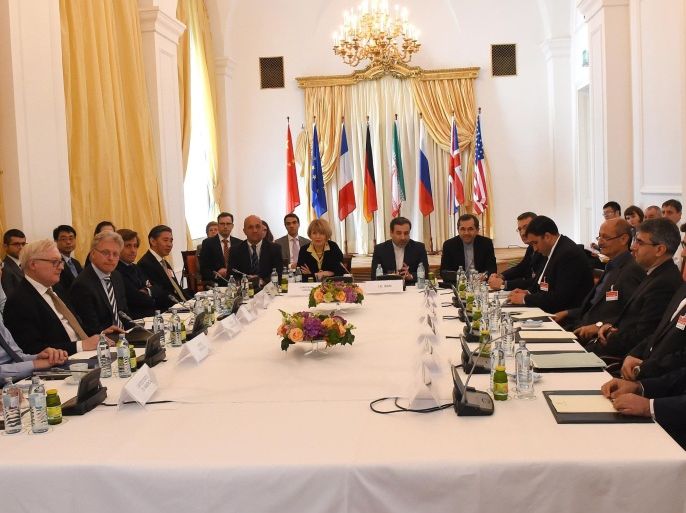 Representatives of EU, US, Britain, France, Russia, Germany, China and Iran meet for another round of the P5+1 powers and Iran talks in Vienna, Austria on June 12, 2015. Austria is also investigating possible spying during nuclear talks between Iran and world powers, a spokesman said after Swiss authorities confirmed they were probing similar claims. AFP PHOTO/JOE KLAMAR