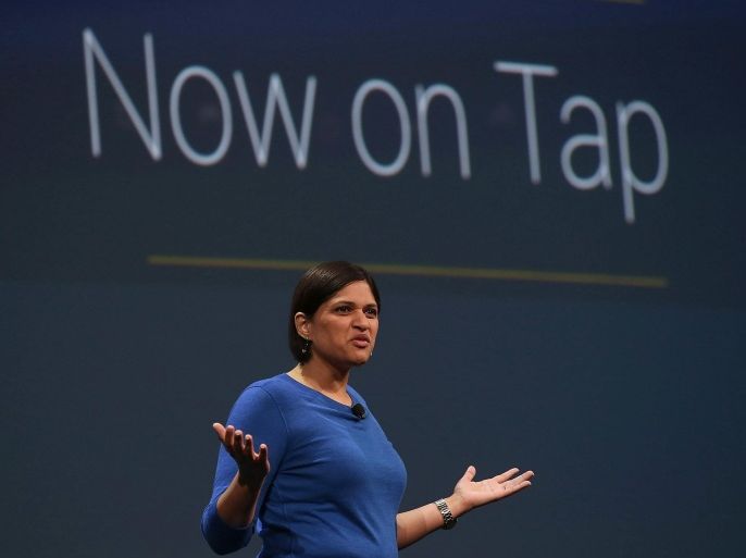 SAN FRANCISCO, CA - MAY 28: Google Now director Aparna Chennapragada announces 'Now On Tap' during the 2015 Google I/O conference on May 28, 2015 in San Francisco, California. The annual Google I/O conference runs through May 29.