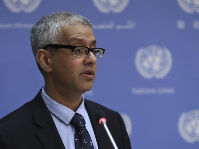 NEW YORK, UNITED STATES - MARCH 26: UN Deputy spokesperson Farhan Haq speaks during a press conference at UN's Headquarters in New York on March 26, 2015.
