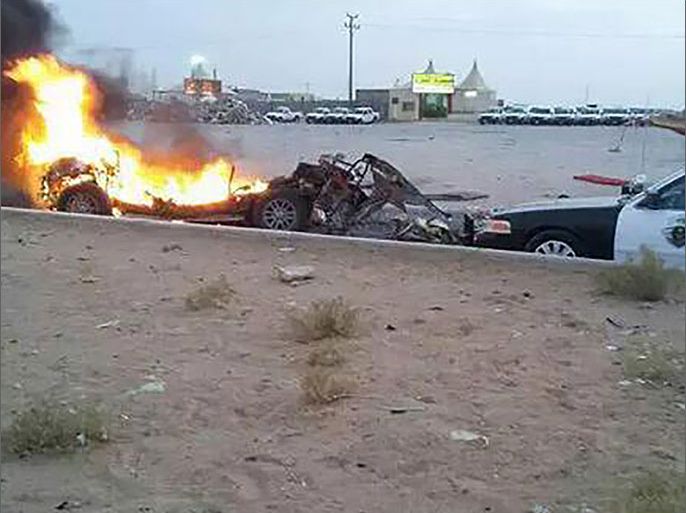 صور للتفجير الذي استهدف نقطة تفتيش في الرياض بالقرب من سجن الحاير