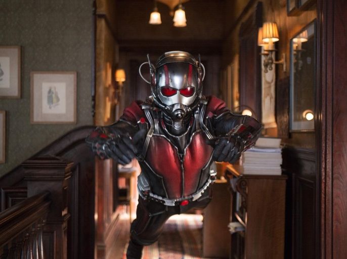 This photo provided by Disney shows Paul Rudd as Scott Lang/Ant-Man in a scene from Marvel's "Ant-Man." The film releases in the U.S. on Friday, July 17, 2015. (Zade Rosenthal/Disney/Marvel via AP)