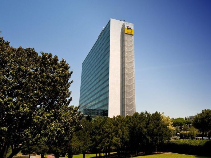 A undated handout image made available 13 February 2014 by Italian energy group ENI showing an exterior view of Eni's corporate headquarters, Rome, Italy. Eni on 13 February 2014 reported in the fourth quarter of 2013, the adjusted operating profit was 3.52 billion euro, down 29.2 per cent compared to the fourth quarter of 2012.This decline was mainly due to the Exploration & Production Division (down â¬1.55 billion, or 31.8 per cent) as a result of extraordinaryinterruptions to production and the appreciation of the euro against the US dollar (up 4.9 per cent). In the fourth quarter of 2013, adjusted net profit was â¬1.30 billion (down by 14.3 per cent). This decline was due to a lower operatingperformance, partly offset by a lowered consolidated tax rate (down by approximately 7 percentage points) mainly reflecting a smaller contribution from the Exploration & Production Division to the Group consolidated earnings before tax. For the full year,adjusted net profit was 4.43 billion euro, down by 35 per cent when excluding Snamâs contribution to continuing operations in 2012. EPA/ENI / HANDOUT