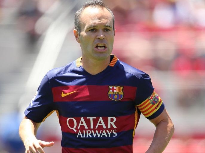 SANTA CLARA, CA - JULY 25: Andres Iniesta of FC Barcelona during the International Champions Cup 2015 match between Manchester United and FC Barcelona at Levi's Stadium on July 25, 2015 in Santa Clara, California.