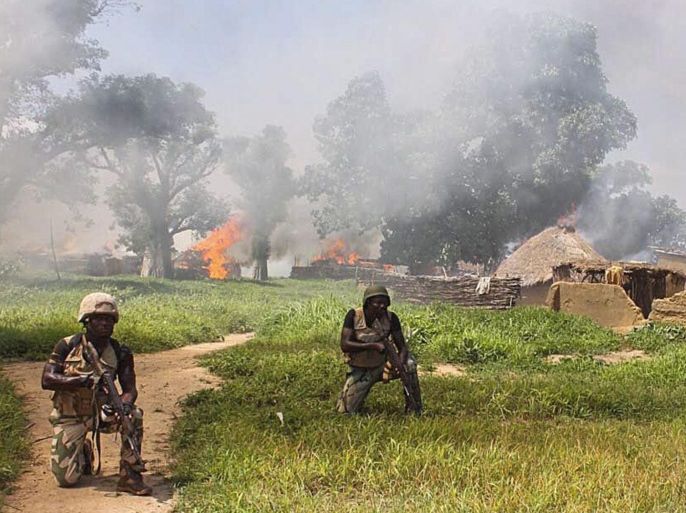 Soldiers from 21 Brigade and Army Engineers clearing Islamic militant group Boko Haram camps at Chuogori and Shantumari in Borno State, Nigeria, 30 July 2015. A string of attacks have resulted in over 430 fatalities by Islamic militant group Boko Haram in July alone. The Nigerian military continues its operations in the North East of Nigeria to try to flush out the terrorist organisation.