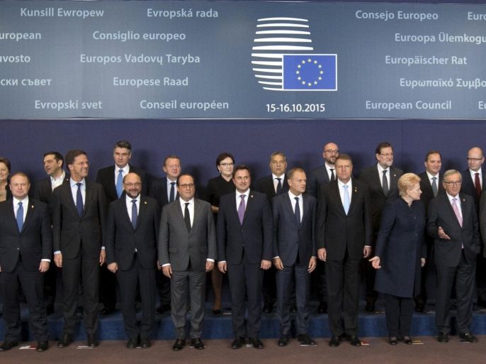 European Union leaders take part in a group photo during a European Union leaders summit in Brussels October 15, 2015. REUTERS/Yves Herman