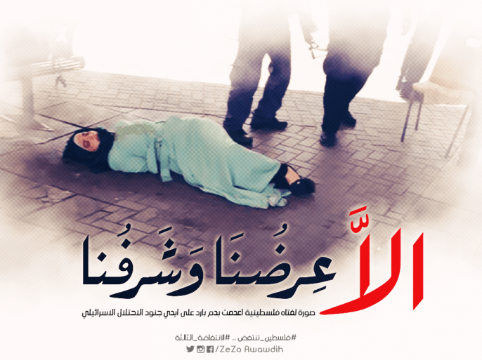 صورة بثها نشطاء على فيسبوك احتجاجا على اعتداء الجيش الإسرائيلي على فتاة فلسطينية