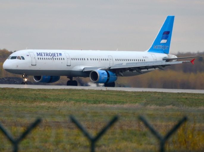 A photograph dated 20 October 2015 and made available on 31 October 2015 showing Russian airline Metrojet Airbus A321 with a tail number of EI-ETJ on an airstrip of Moscow's Domodedovo international airport, outside Moscow, Russia. A Russian plane which went missing in Egypt on 31 October 2015 with 224 aboard has crashed in the Sinai, the Egyptian Civil Aviation Ministry confirmed. The ministry said in a statement that the debris from the plane had been found near the al-Arish airport, in the Sinai Peninsula. The plane was on a flight to St Petersburg, in Russia, reported the Itar-Tass news agency.